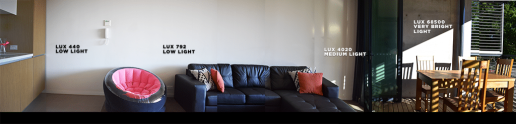 Light levels across a living room